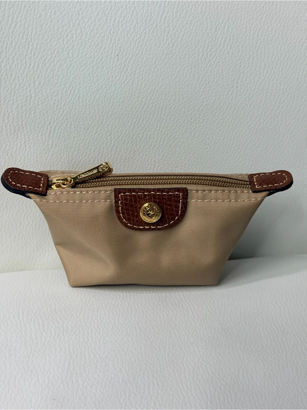 NWOT Longchamp Le Pliage Original Mini Pouch Coin Purse Beige Desert